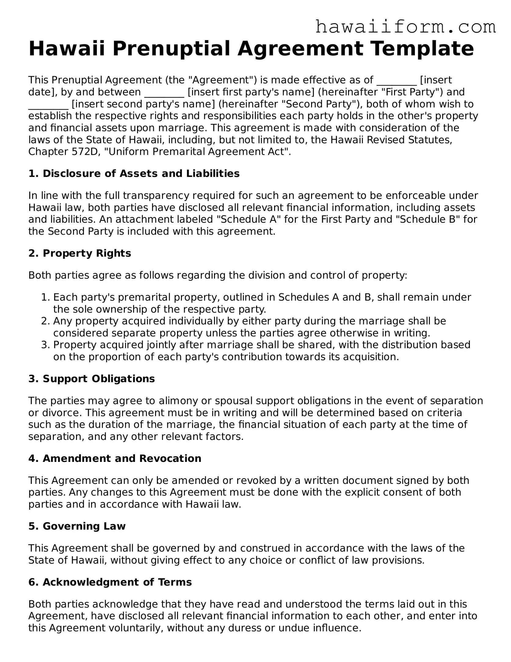 Attorney-Approved Hawaii Prenuptial Agreement Form