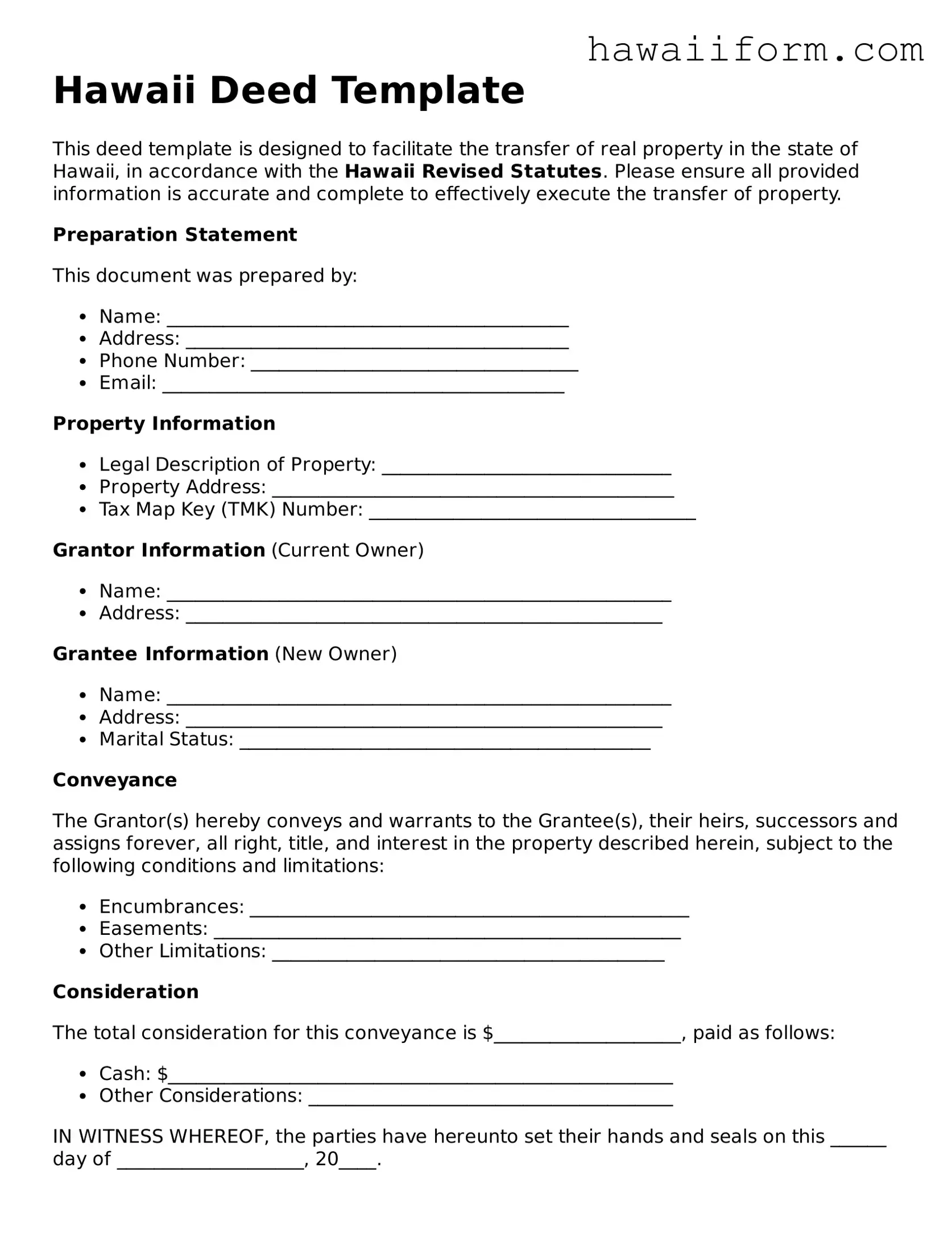 Attorney-Approved Hawaii Deed Form