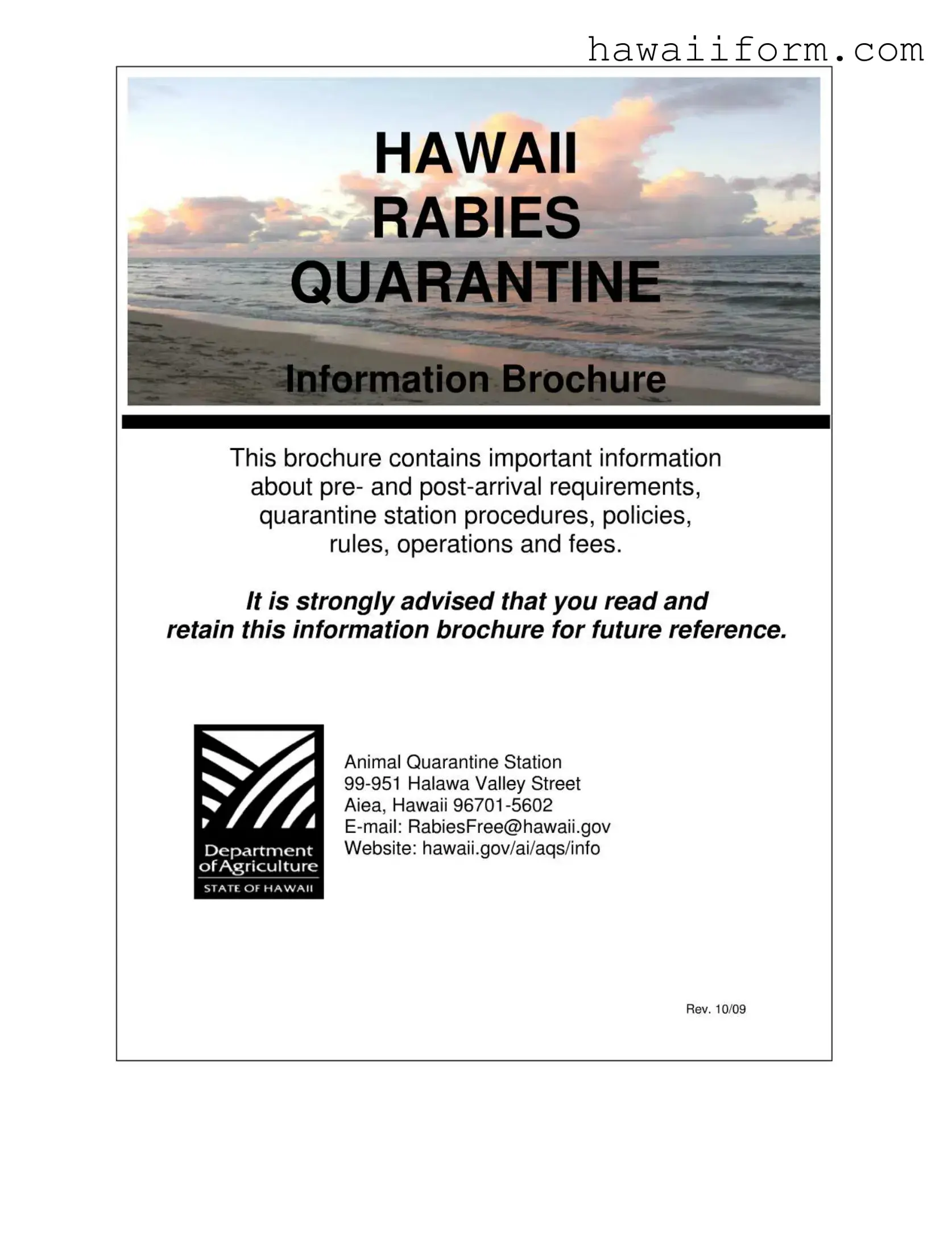 Get Hawaii Quarantine Template