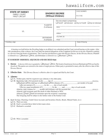 Get Divorce Decree Hawaii Template