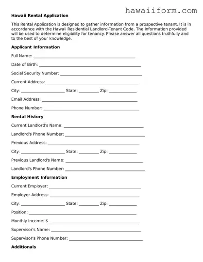 Attorney-Approved Hawaii Rental Application Form