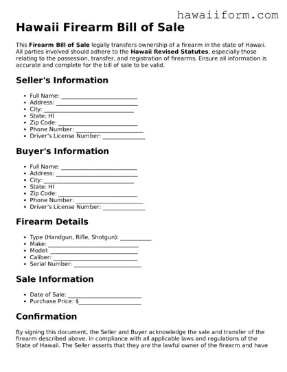 Attorney-Approved Hawaii Firearm Bill of Sale Form