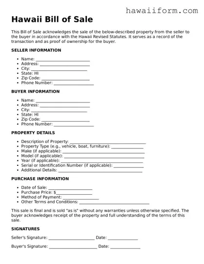 Attorney-Approved Hawaii Bill of Sale Form