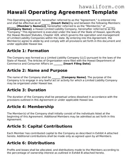 Attorney-Approved Hawaii Operating Agreement Form