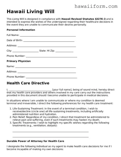 Attorney-Approved Hawaii Living Will Form