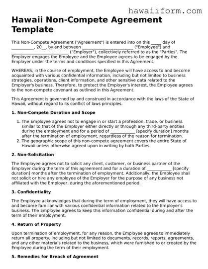 Attorney-Approved Hawaii Non-compete Agreement Form