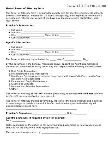 Attorney-Approved Hawaii Power of Attorney Form