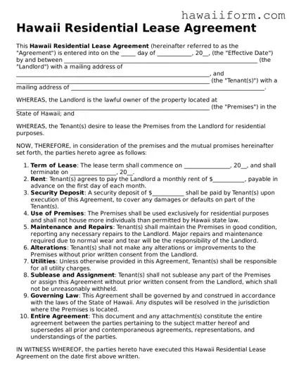 Attorney-Approved Hawaii Residential Lease Agreement Form