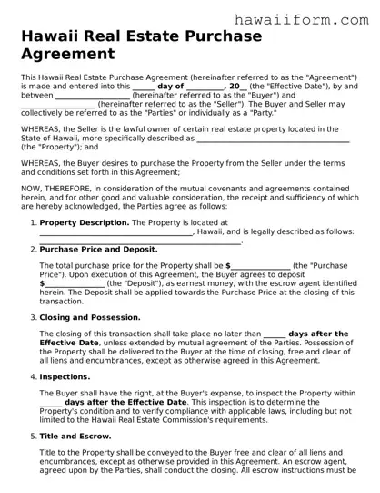 Attorney-Approved Hawaii Real Estate Purchase Agreement Form