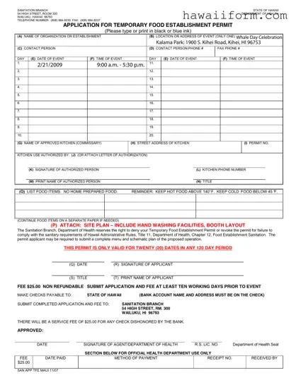 Get Temporary Food Permit Hawaii Template